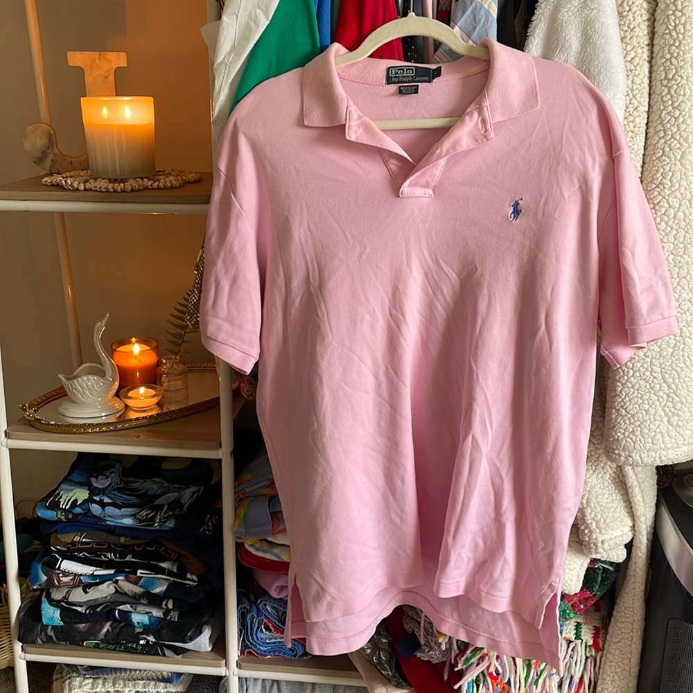 💖 Vintage Polo Ralph Lauren Pink Cotton Polo Shirt Men’s Large Preppy